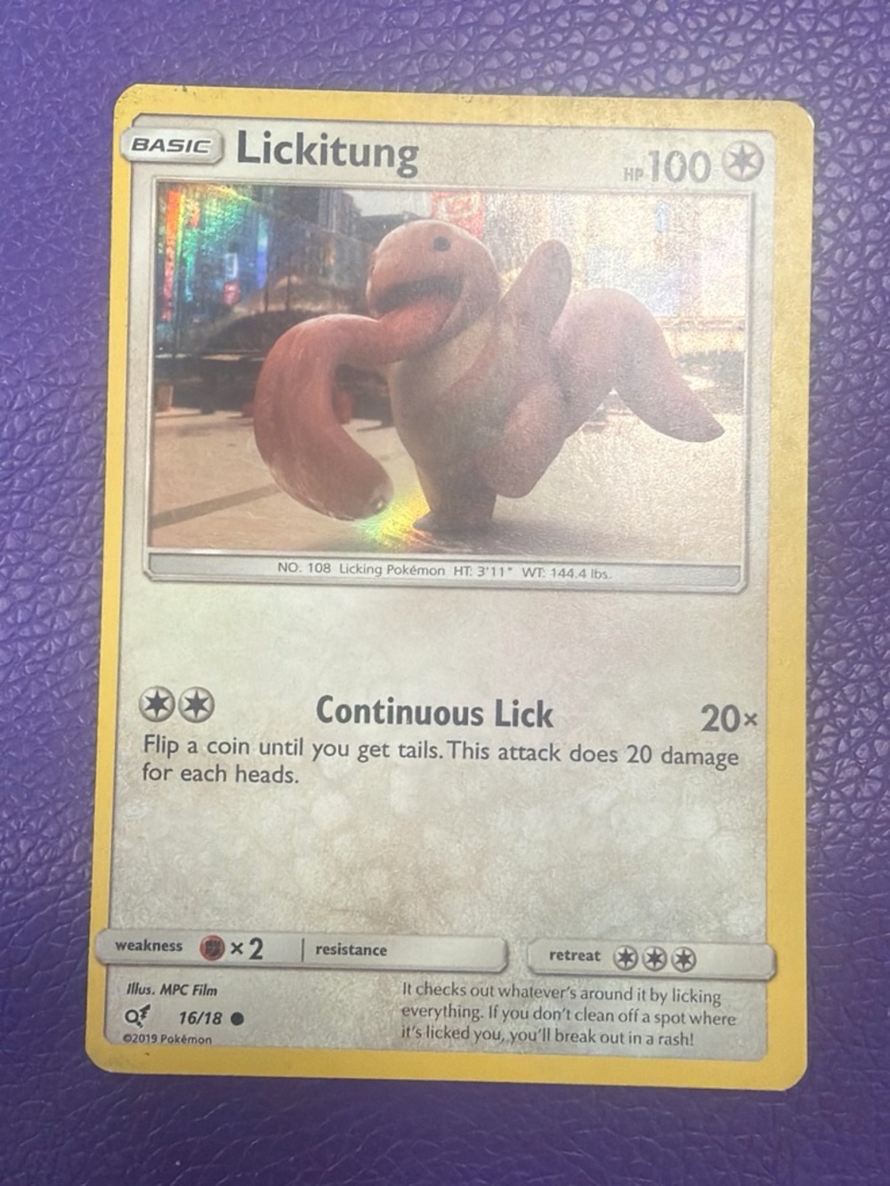 Pokemon Lickitung Trading Card - Yellow Border, Pink Creature